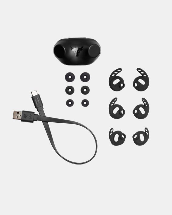 UA True Wireless Flash X Project Rock Edition Headphones, Black, pdpMainDesktop image number 1